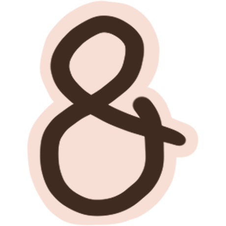 An ampersand with a while outline around it.